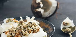 Granola s svežim grškim jogurtom in kokosom